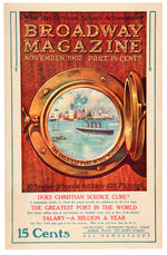 "BROADWAY MAGAZINE" LINEN MOUNTED PROMO POSTER WITH LUSITANIA COVER.