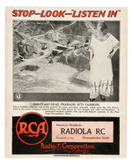 "RCA RADIOLA" LINEN MOUNTED POSTER WITH KING TUT THEME.