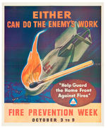 WWII CIVIL DEFENSE HOME FRONT FIRE PREVENTION POSTER.