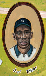 JOSE MENDEZ VS. TY COBB PANORAMIC ORIGINAL ART BY CUBAN ARTIST JORGE S.