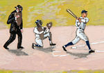 JOSE MENDEZ VS. TY COBB PANORAMIC ORIGINAL ART BY CUBAN ARTIST JORGE S.