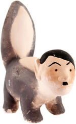 WWII HITLER FACED PAINTED PLASTER SKUNK WITH COMPANY NAME.