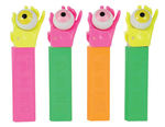 PSYCHEDELIC EYE IN HAND TEST PEZ DISPENSERS.