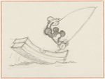 MICKEY MOUSE "FISHIN' AROUND" ORIGINAL UNUSED GAG CONCEPT ART.