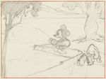 MICKEY MOUSE "FISHIN' AROUND" ORIGINAL UNUSED GAG CONCEPT ART.