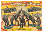 “ADAM FOREPAUGH & SELLS BROTHERS ENORMOUS COMBINED SHOWS” CIRCUS POSTER WITH ELEPHANTS.