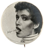 "BETSEY JOHNSON" VINTAGE PORTRAIT BUTTON OF FAMOUS FASHION DESIGNER.