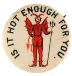 EARLY CIGARETTE BUTTON PICTURING A DEVIL.