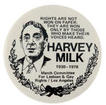 HARVEY MILK PAIR OF C. 1979 COMMEMORATIVE BUTTONS.