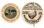 CATTLE AND CHICKEN PAIR OF EARLY FEED BUTTONS.