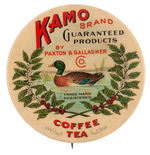 "KAMO BRAND/COFFEE/TEA" GORGEOUS LARGE EARLY BUTTON.