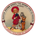 “BUSTER BROWN SHOES” RARE AND OUTSTANDING COLOR EARLY POCKET MIRROR.