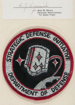 DEPARTMENT OF DEFENSE "STAR WARS" PATCH FLOWN ABOARD SPACE SHUTTLE STS-51-C MISSION FRAMED DISPLAY.