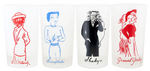 "DICK TRACY" CHARACTERS SET OF EIGHT FROSTED GLASSES.