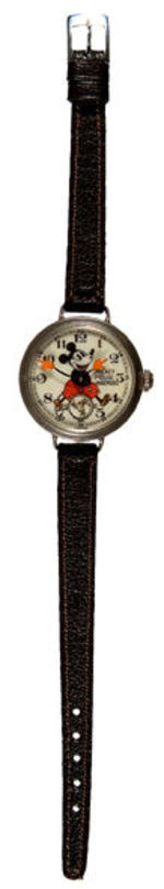 "MICKEY MOUSE INGERSOLL" RARE FIRST VERSION ENGLISH WRIST WATCH.