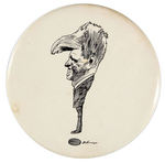 ROBERT KENNEDY LARGE 6" CARICATURE BUTTON BY DAVID LEVINE 1964.