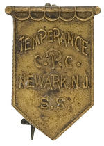 UNUSUAL "TEMPERANCE" BRASS PIN DESIGNED AS A BANNER.