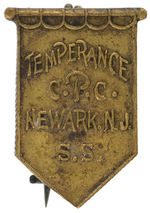 UNUSUAL "TEMPERANCE" BRASS PIN DESIGNED AS A BANNER.