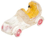 BABY CHICK IN EGG CAR GLASS CANDY CONTAINER.