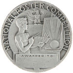 RARE HEAVY STERLING 1939 NYWF MEDAL FOR "NATIONAL POSTER COMPETITION."
