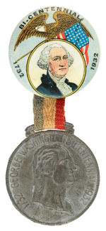 RARE WASHINGTON "BI-CENTENNIAL 1732-1932" WITH SUSPENDED MEDALLION FROM POTTER COLLECTION.