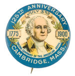 RARE WASHINGTON FOR "125TH ANNIVERSARY CAMBRIDGE, MASS" FROM POTTER COLLECTION.