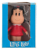 “MARGE’S LITTLE LULU” HAIR BOW ON CARD, BOXED VINYL FIGURE AND ADVENTURE GAME LOT.