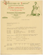 "ADVENTURES OF TARZAN" ELMO LINCOLN THEATER BOOKING LETTERHEAD PAIR.