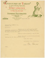 "ADVENTURES OF TARZAN" ELMO LINCOLN THEATER BOOKING LETTERHEAD PAIR.