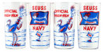 "SEUSS NAVY-OFFICIAL WHEN-HEN" ESSO GAS PREMIUM SET OF FOUR GLASSES.