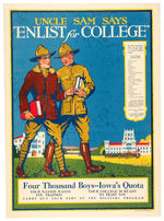 POST WWI "UNCLE SAM SAYS ENLIST FOR COLLEGE" POSTER.