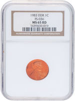 1C LINCOLN PENNY 1983 NGC MS65RD DOUBLED DIE REVERSE.