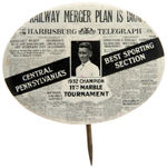 “1932 CHAMPION 11TH MARBLE TOURNAMENT” OVAL BUTTON.