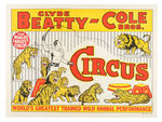 CLYDE BEATTY-COLE BROS. CIRCUS POSTER TRIO.