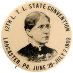 FRANCES WILLARD TEMPERANCE ADVOCATE AND SUFFRAGIST 1903 CONVENTION BUTTON.