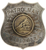 EARLY AND STRIKING QUALITY BADGE FOR “PATROLMAN/MOBILE & OHIO R.R.”