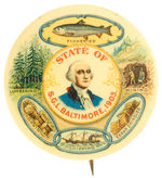 EARLY GORGEOUS COLOR LARGE REBUS BUTTON PROMOTING "STATE OF (WASHINGTON).