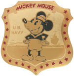 "MICKEY MOUSE/U.S. NAVY" RARE BRASS BADGE WITH HIM AS A SAILOR.