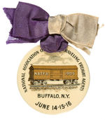 "NATIONAL ASSOCIATION OF TRAVELING FREIGHT AGENTS" 1905 CONVENTION CELLO BADGE.