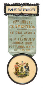 MAINE 1903 "RAILWAY COMMISSIONERS" BEAUTIFUL CONVENTION RIBBON BADGE.