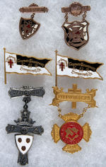 KNIGHTS TEMPLAR SIX BEAUTIFUL ENAMEL BADGES FROM PITTSBURGH AREA 1898.