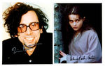 TIM BURTON/HELENA BONHAM CARTER SIGNED PHOTO PAIR.