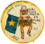 SCARCE YELLOW KID BUTTON #157 WITH "CONGO STATE" FLAG.