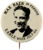 RARE PERSONAL APPEARANCE BUTTON OF BOXER MAX BAER.