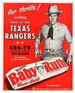 “TALES OF THE TEXAS RANGERS” BABY RUTH ADVERTISING SIGN.