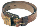 ROY ROGERS TOOLED LEATHER BELT WITH BRASS BUCKLE.