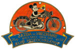 MINNIE MOUSE ENAMELED BRASS POLISH MOTORCYCLE CLUB PLAQUE.