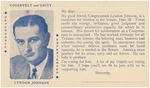 RARE LYNDON JOHNSON "ROOSEVELT AND UNITY" SENATE CAMPAIGN POST CARD.