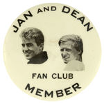 “JAN AND DEAN FAN CLUB MEMBER” BUTTON.