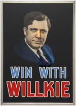 SUPERB “WIN WITH WILLKIE” REVERSE PAINTED GLASS LIGHT UP DISPLAY.